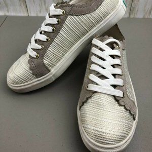 Baskets Jack Rogers Teagan En Lin Platine Or - Taille 7 - Lacets - Neuf Sans Emballage